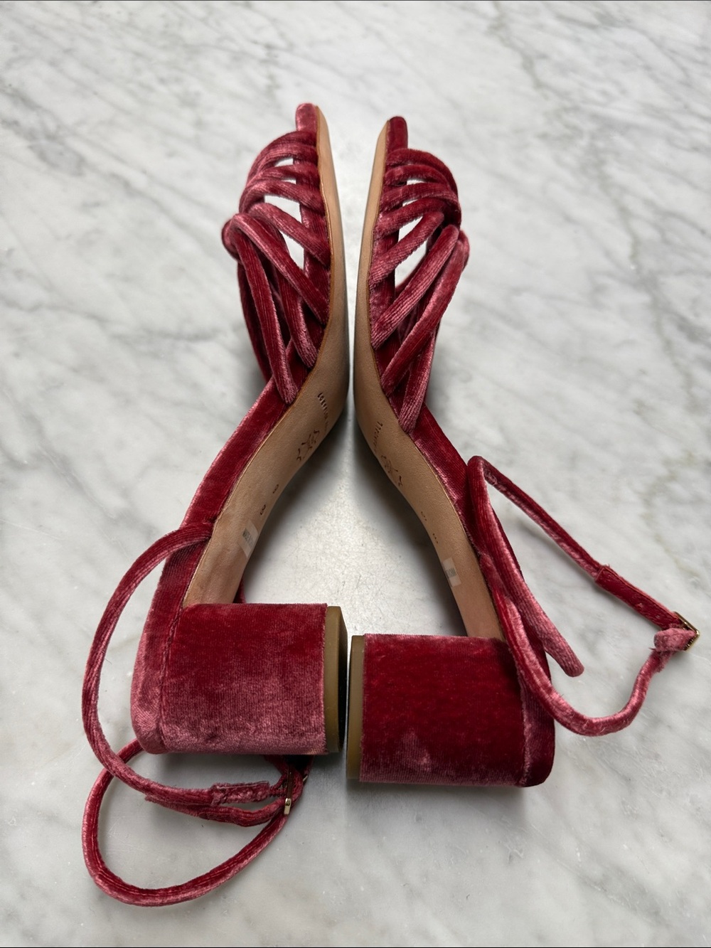Loeffler Randall Olivia Ankle Strap Sandal in Velvet Tea Rose Size 9 - Picture 4 of 11